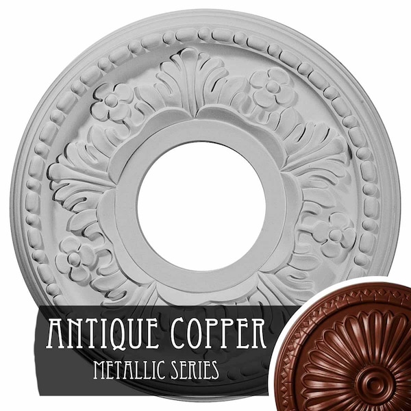 Ekena Millwork Helene Ceiling Medallion (Fits Canopies up to 5 1/4"), 11 7/8"OD x 3 5/8"ID x 7/8"P, Antique Copper CM11HEACS - main
